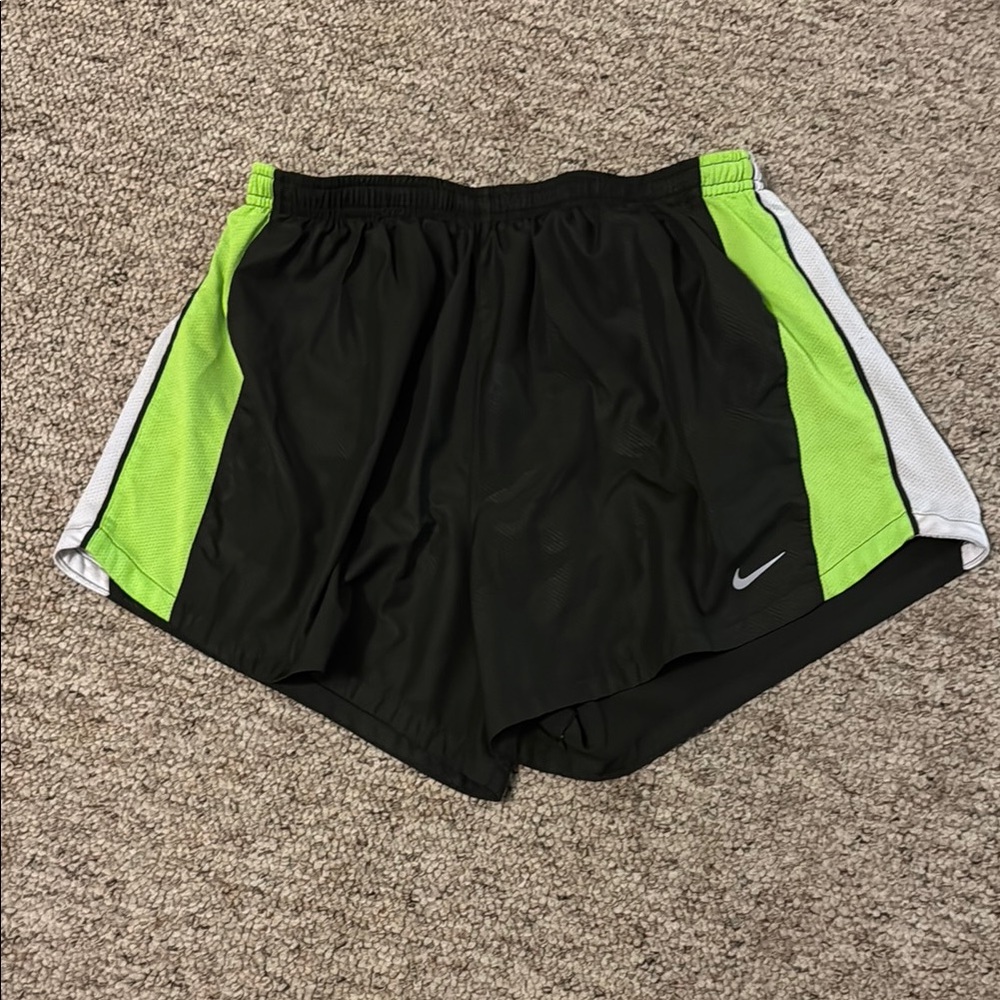Nike Black and Lime Green Sports Shorts
